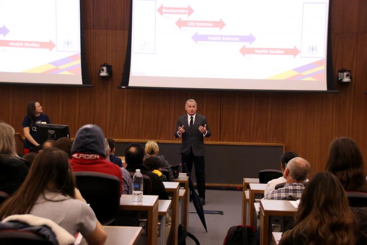 Dr. Michael Adams speaking to classroom